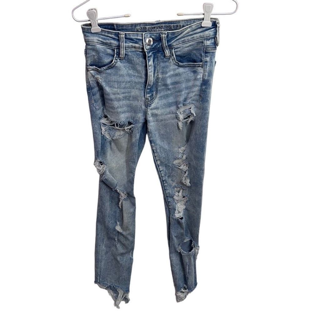 American Eagle acid washed high rise jegging crop 6